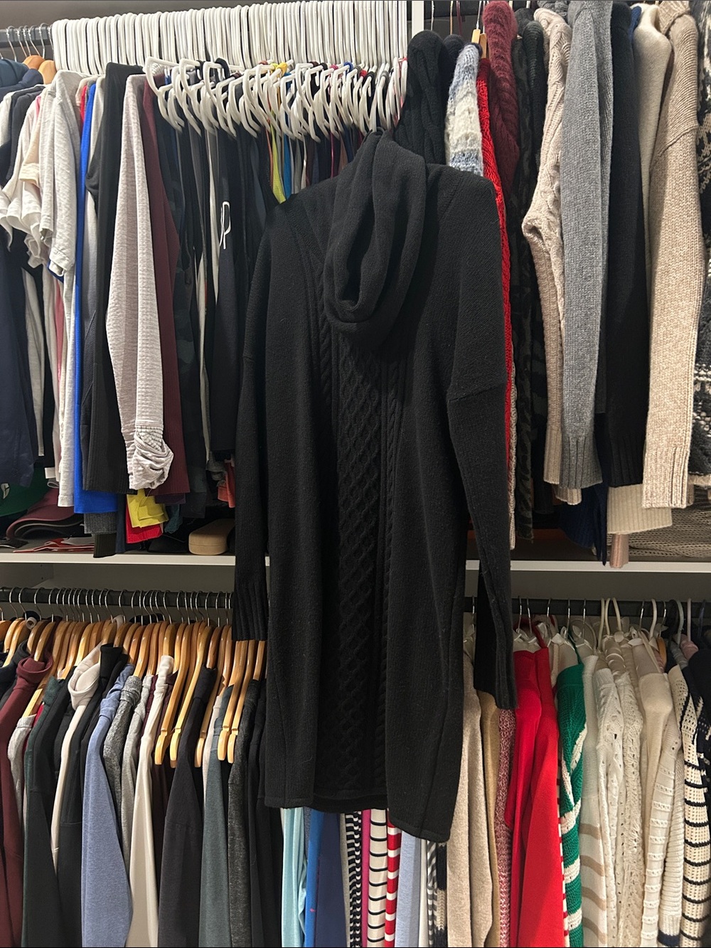 Garnet Hill Black Hooded Longline Cardigan